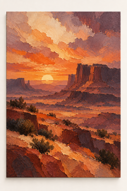 Ember Horizon — Desert Sunset Landscape Wall Art