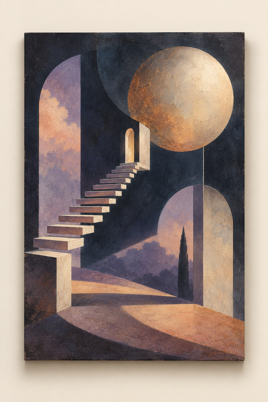 Liminal Ascent — Surreal Architectural Wall Art